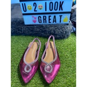 Torrid Pink Rhinestone Slingback‎ Pointed Toe Flats Women's Shoes